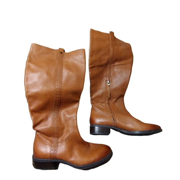 Women's Whiskey Brown Sam Edelman Prina Leather Riding Boots Size 9 - Picture 3 of 9